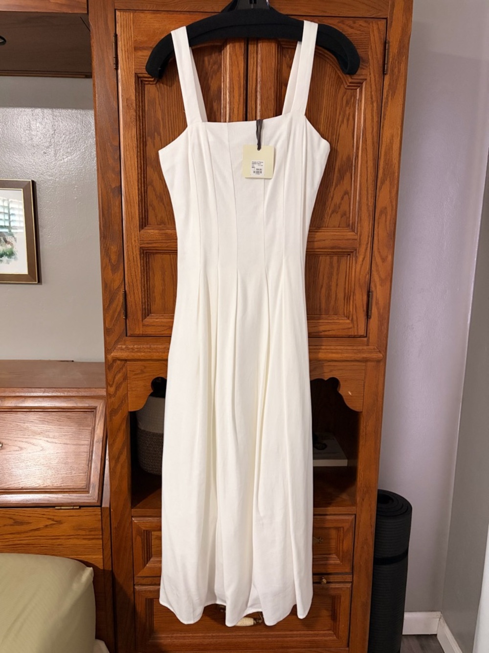 Dress Forum Linen White Maxi Dress with Square Neck